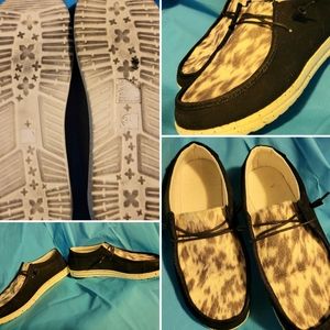 Faux Hair-on Flat Slip on Shoe SZ 7- Similar to Hey Dudes